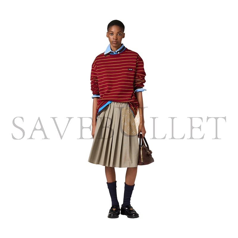 MIU MIU LONG-SLEEVED COTTON JERSEY T-SHIRT MJL014